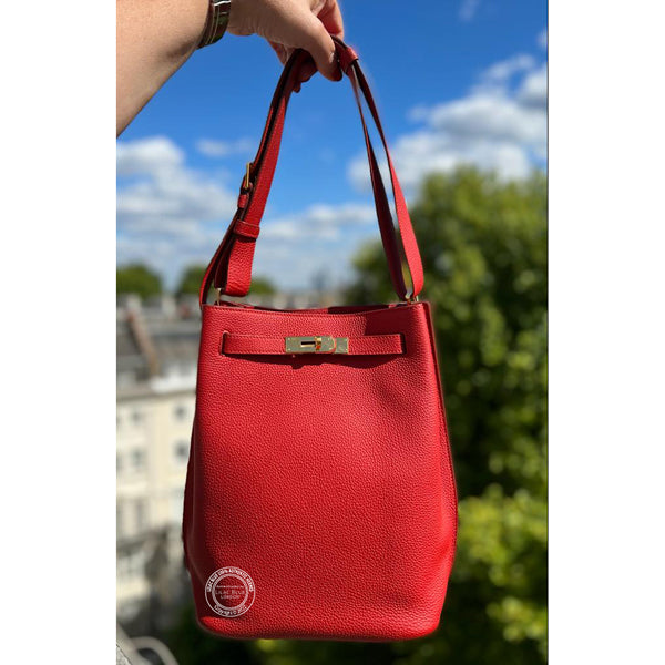 Hermès So Kelly 22cm Rouge Casaque Clemence GHW - Preloved
