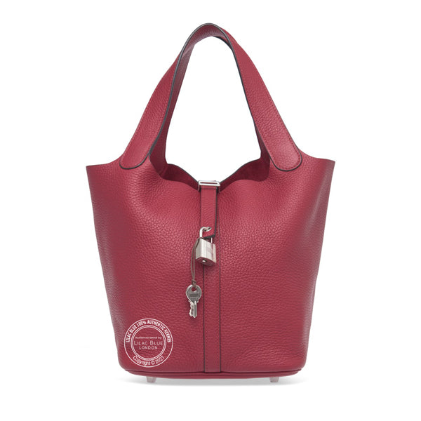 Hermès Picotin 22cm Rouge Grenat Clemence PHW