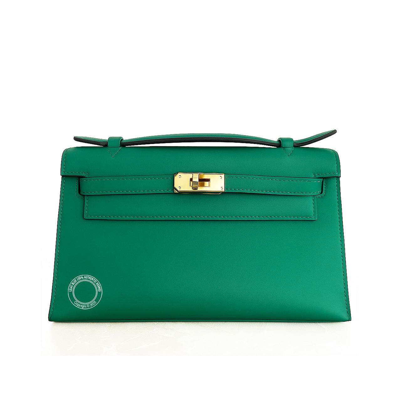 Hermès Kelly 22cm Vert Vertigo Pochette Swift GHW - Preloved