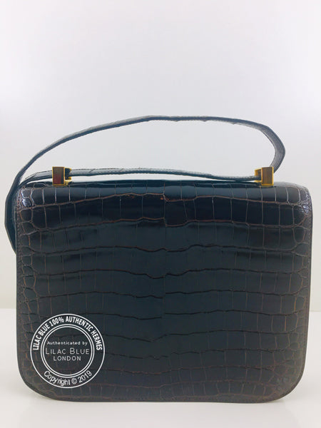 Hermès Constance 23cm Brown Shiny Croc GHW Vintage