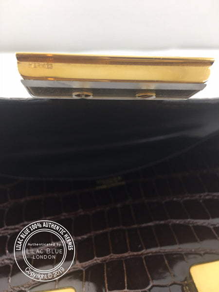 Hermès Constance 23cm Brown Shiny Croc GHW Vintage