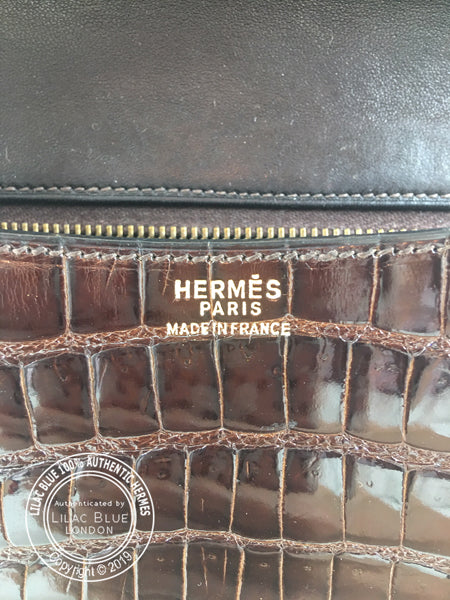 Hermès Constance 23cm Brown Shiny Croc GHW Vintage