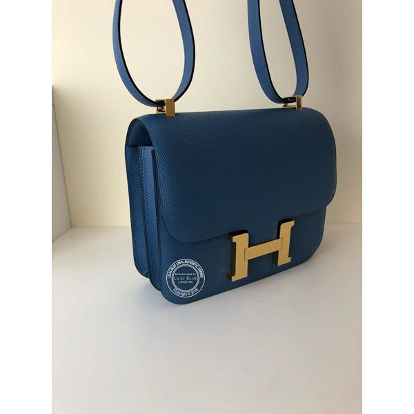 Hermès Constance 24cm Bleu Azur Epsom GHW