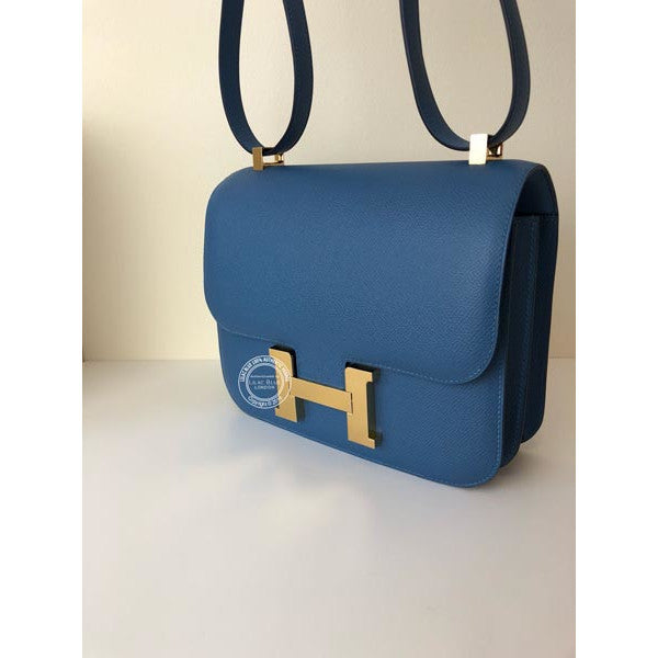 Hermès Constance 24cm Bleu Azur Epsom GHW