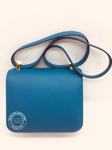 Hermès Constance 24cm Bleu Azur Epsom GHW - Nearly New