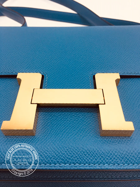Hermès Constance 24cm Bleu Azur Epsom GHW - Nearly New