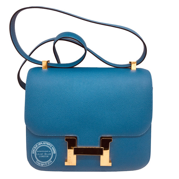 Hermès Constance 24cm Bleu Azur Epsom GHW - Nearly New