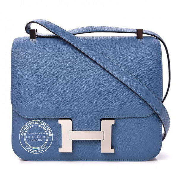 Hermès Constance 24cm Bleu Azur Epsom PHW