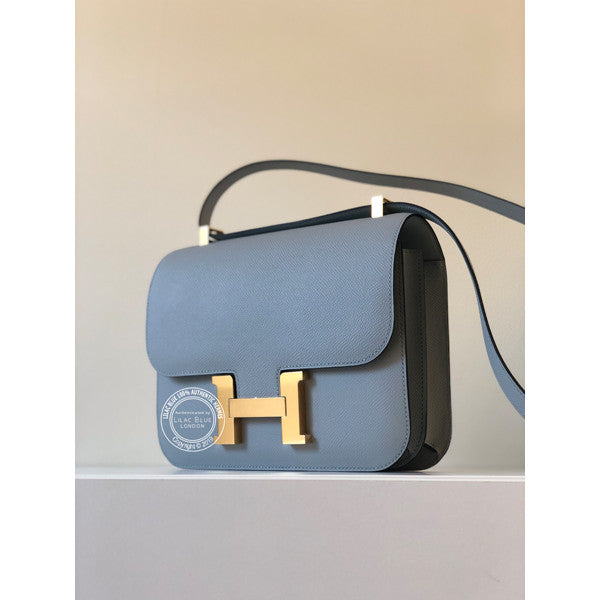Hermès Constance 24cm Bleu Glacier Epsom GHW