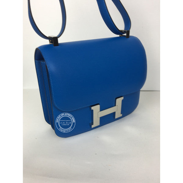 Hermès Constance 24cm Bleu Hydra Evercolor PHW