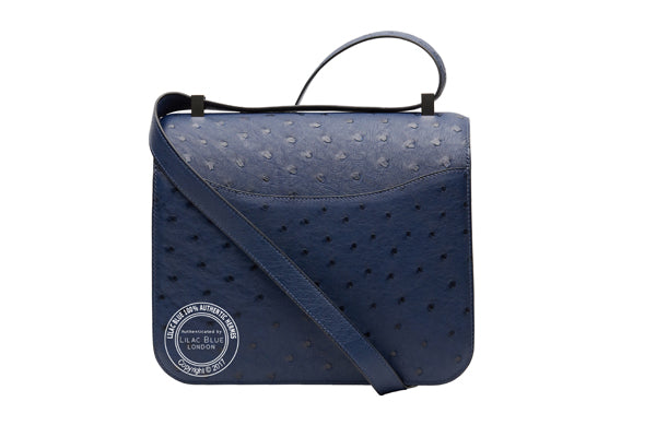 Hermès Constance 24cm Bleu Indigo Ostrich PHW
