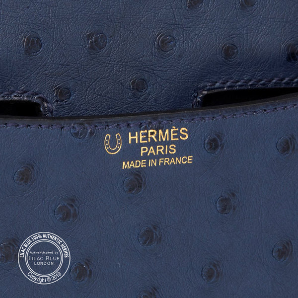 Hermès Constance 24cm Bleu de Malte HSS Ostrich GHW - Preloved