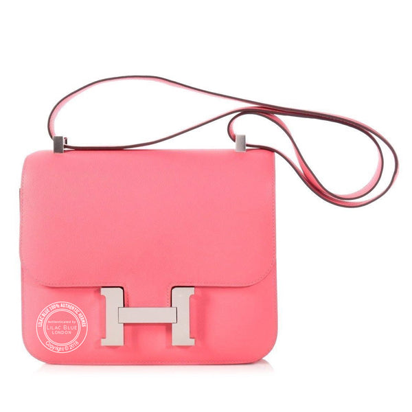 Hermès Constance 24cm Rose Azalee Evercolor PHW
