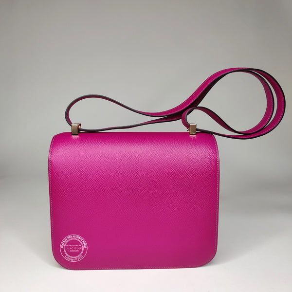 Hermès Constance 24cm Rose Pourpre/Anemone HSS Epsom GHW