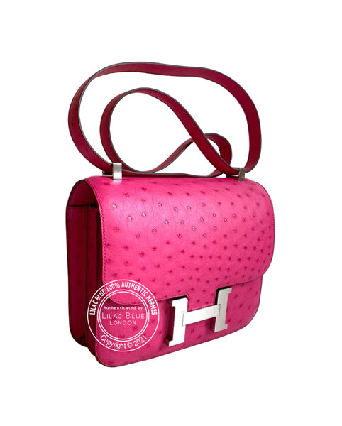 Hermès Constance 24cm Rose Tyrien Ostrich PHW