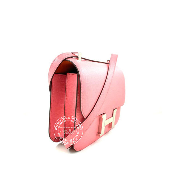 Hermès Constance 24cm Rose d'Ete/Terre Battue Evercolor PHW
