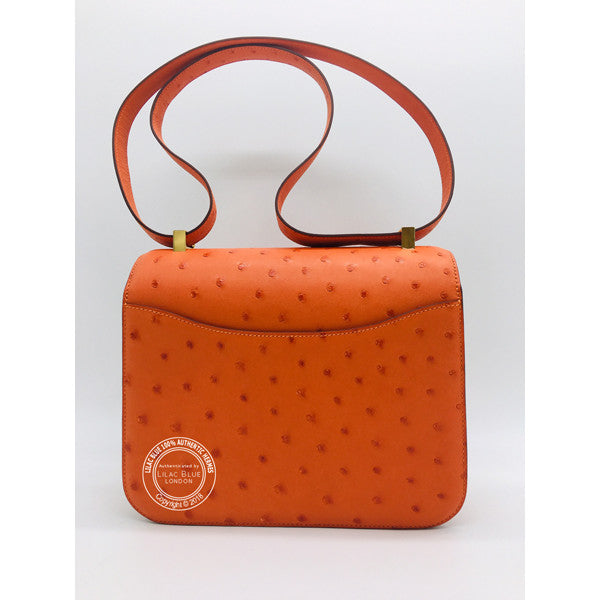 Hermès Constance 24cm Tangerine Ostrich GHW