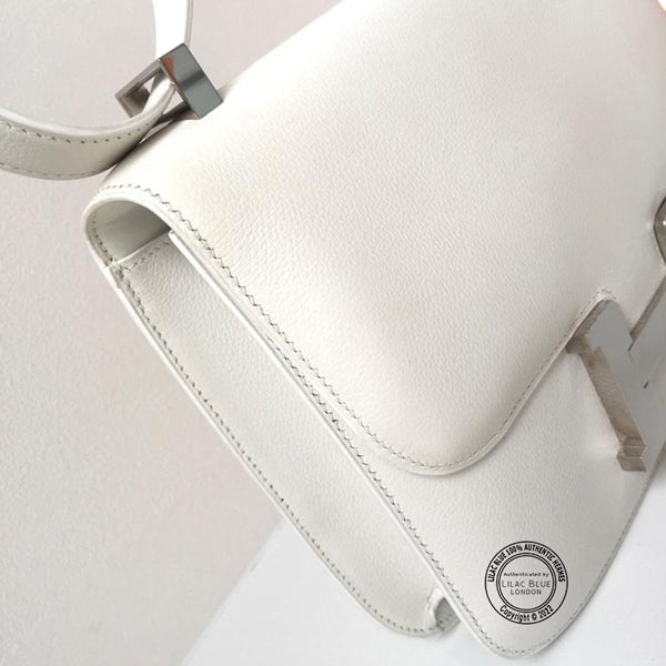 Hermes Constance 24cm White Courchevel PHW - Preloved