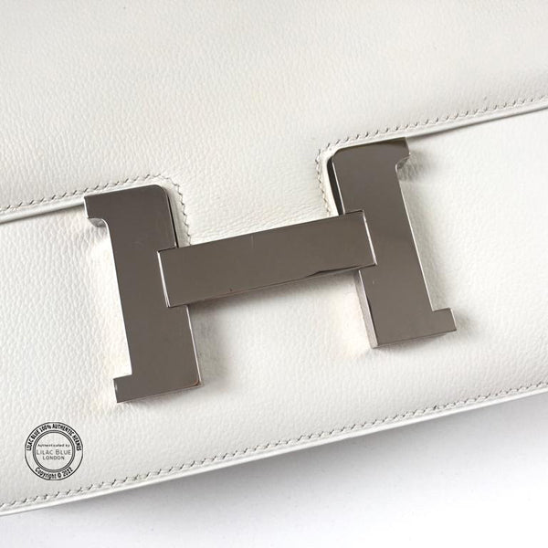 Hermes Constance 24cm White Courchevel PHW - Preloved