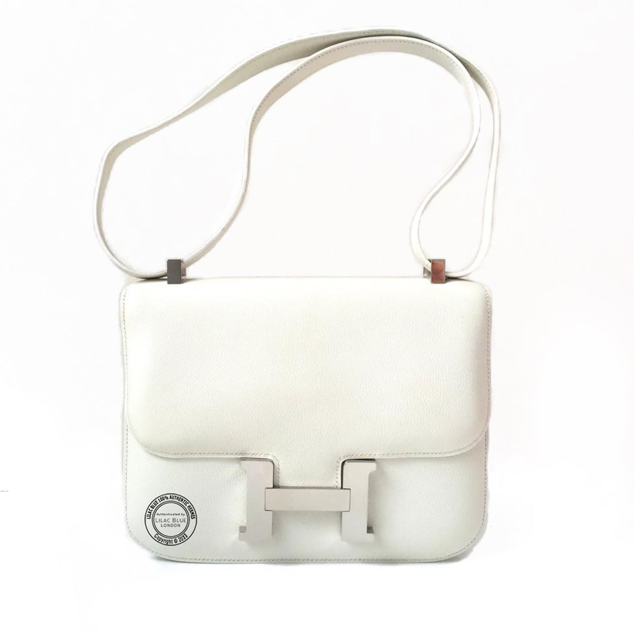 Hermes Constance 24cm White Courchevel PHW - Preloved