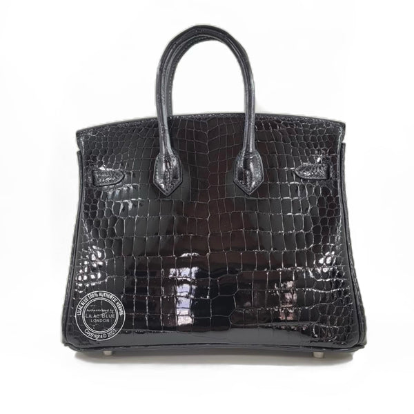 Hermès Birkin 25cm Black Shiny Croc PHW