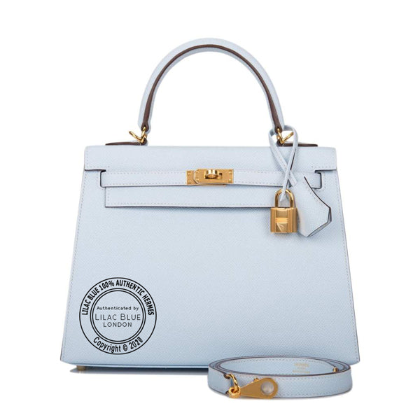 Hermès Kelly 25cm Bleu Brume Epsom GHW