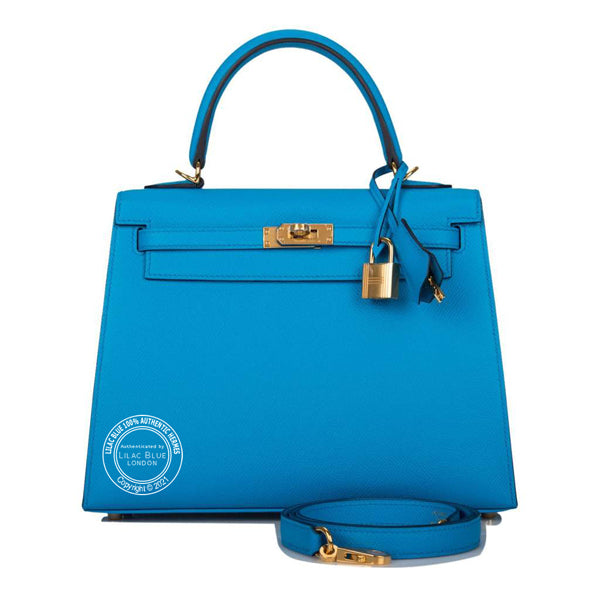 Hermes Kelly 25cm Bleu Frida Epsom GHW