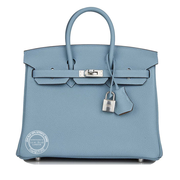 Hermès Birkin 25cm Bleu Lin/Beige de Weimar Verso Togo PHW