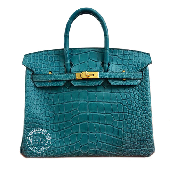 Hermès Birkin 25cm Bleu Paon Matte Alligator GHW