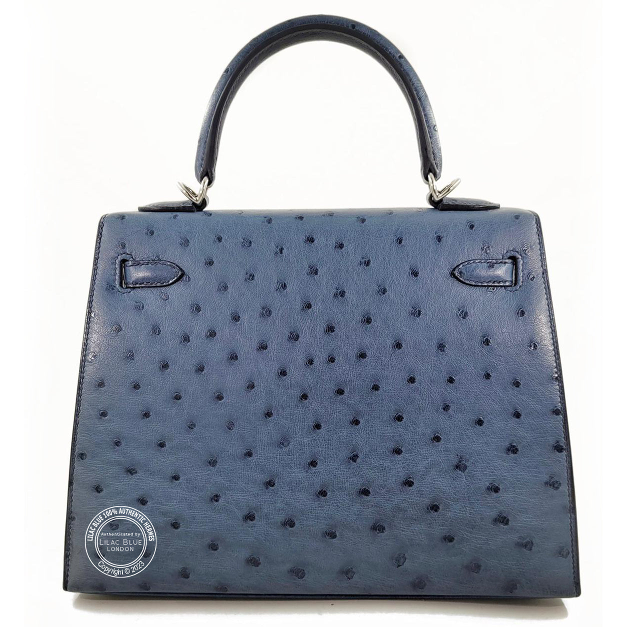 Hermes Kelly 25cm Bleu Roi Ostrich PHW