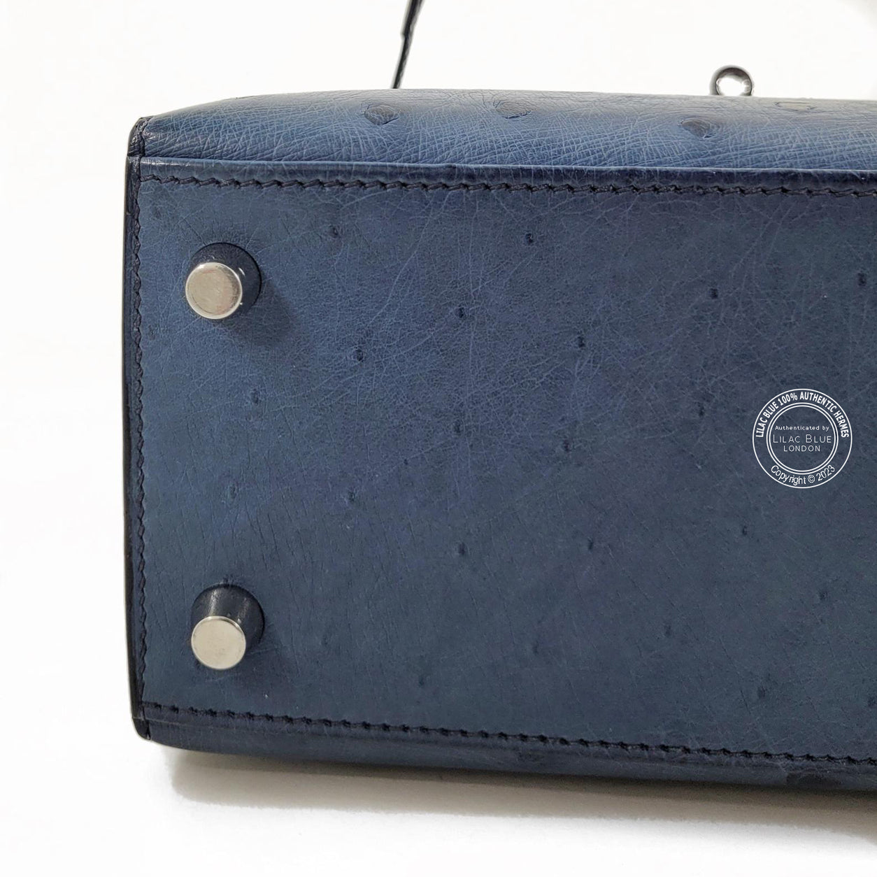 Hermes Kelly 25cm Bleu Roi Ostrich PHW