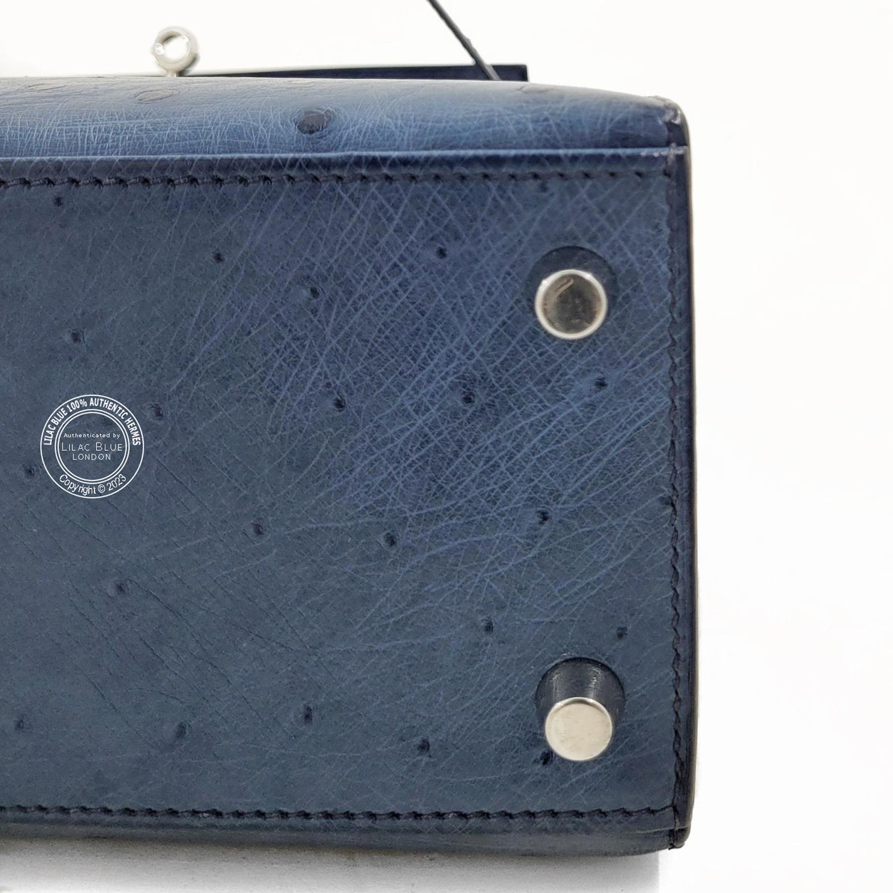 Hermes Kelly 25cm Bleu Roi Ostrich PHW