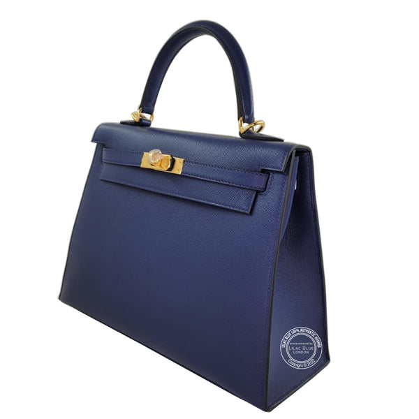 Hermès Kelly 25cm Bleu Saphir Madame GHW