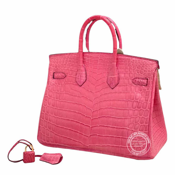 Hermès Birkin 25cm Bougainvillea Matte Croc GHW