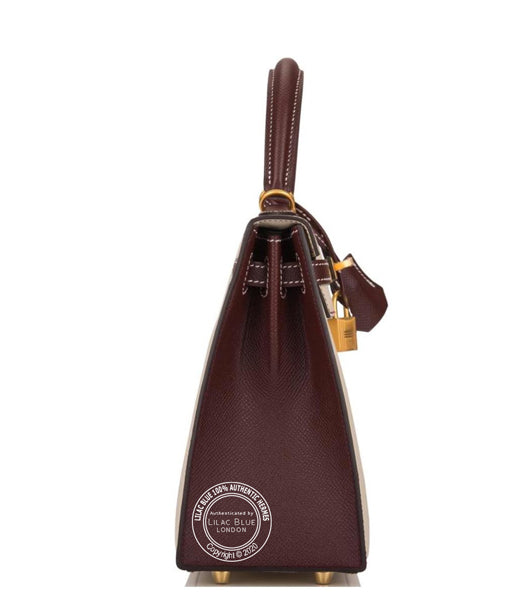 Hermès Kelly 25cm Craie/Bordeaux HSS Epsom BGHW