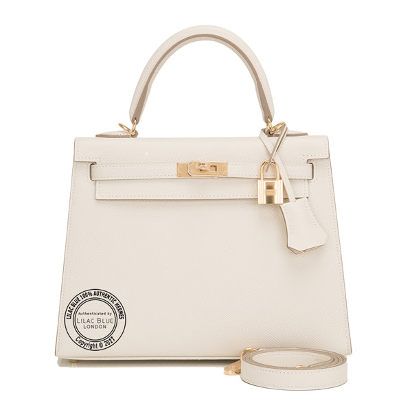 Hermès Kelly 25cm Craie Epsom GHW