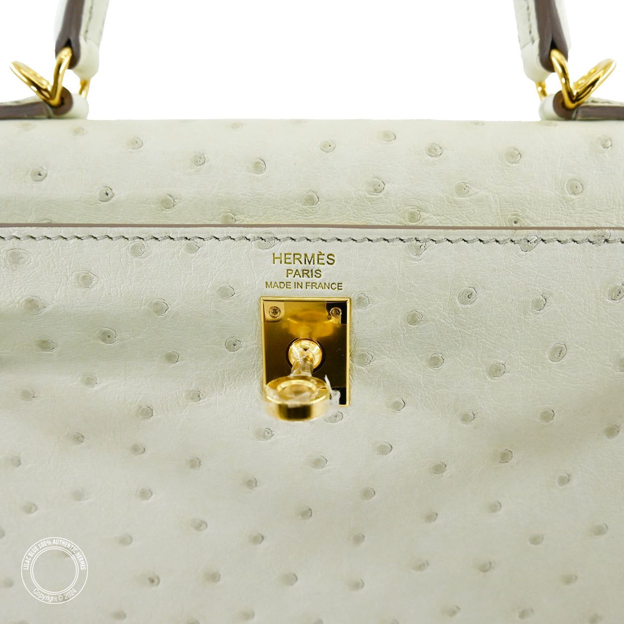 Hermès Kelly 25cm Craie Ostrich GHW