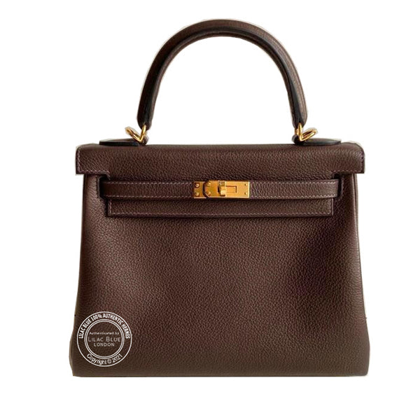 Hermès Kelly 25cm Ebene Barenia GHW