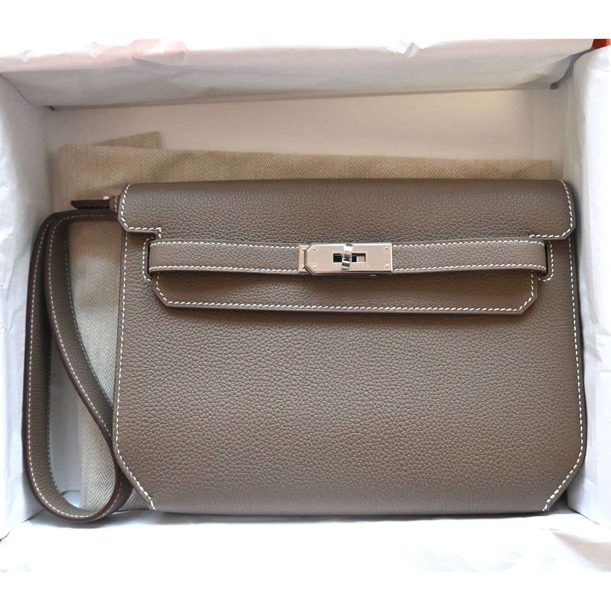 Hermès Kelly Depeche 25cm Etoupe Togo PHW