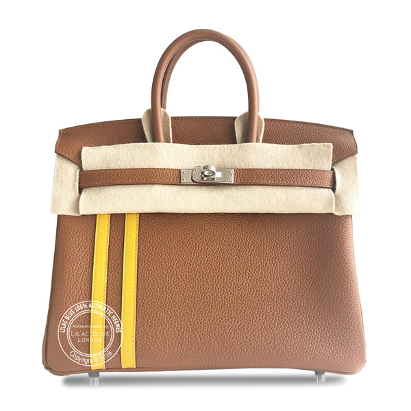 Hermès Birkin 25cm Gold/Jaune Ambre Officier Togo/Swift PHW