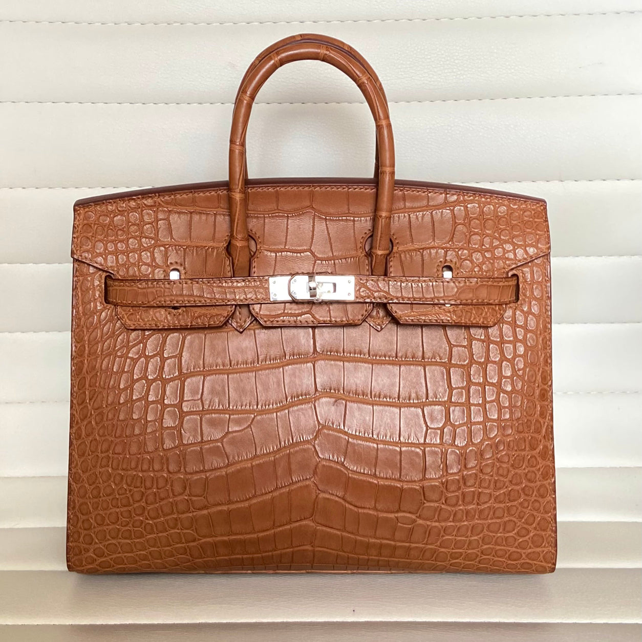Hermès Birkin 25cm Gold Sellier Matte Alligator PHW