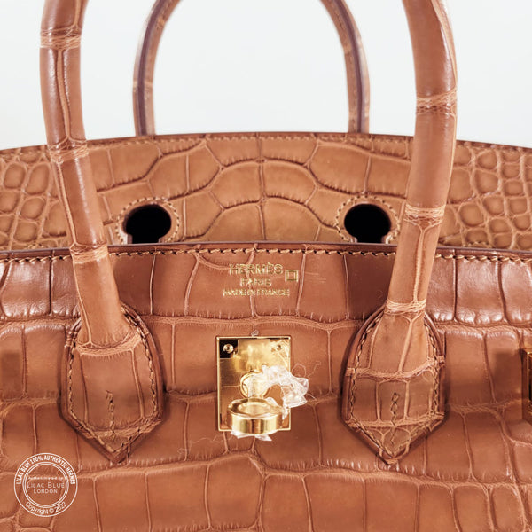 Hermès Birkin 25cm Gold Matte Alligator GHW