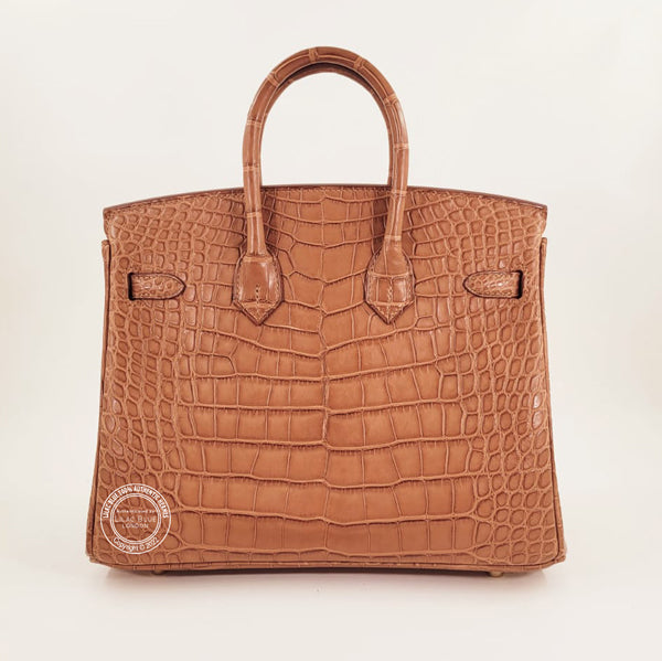 Hermès Birkin 25cm Gold Matte Alligator GHW