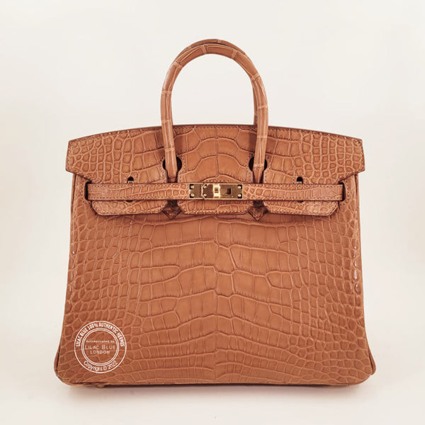 Hermès Birkin 25cm Gold Matte Alligator GHW
