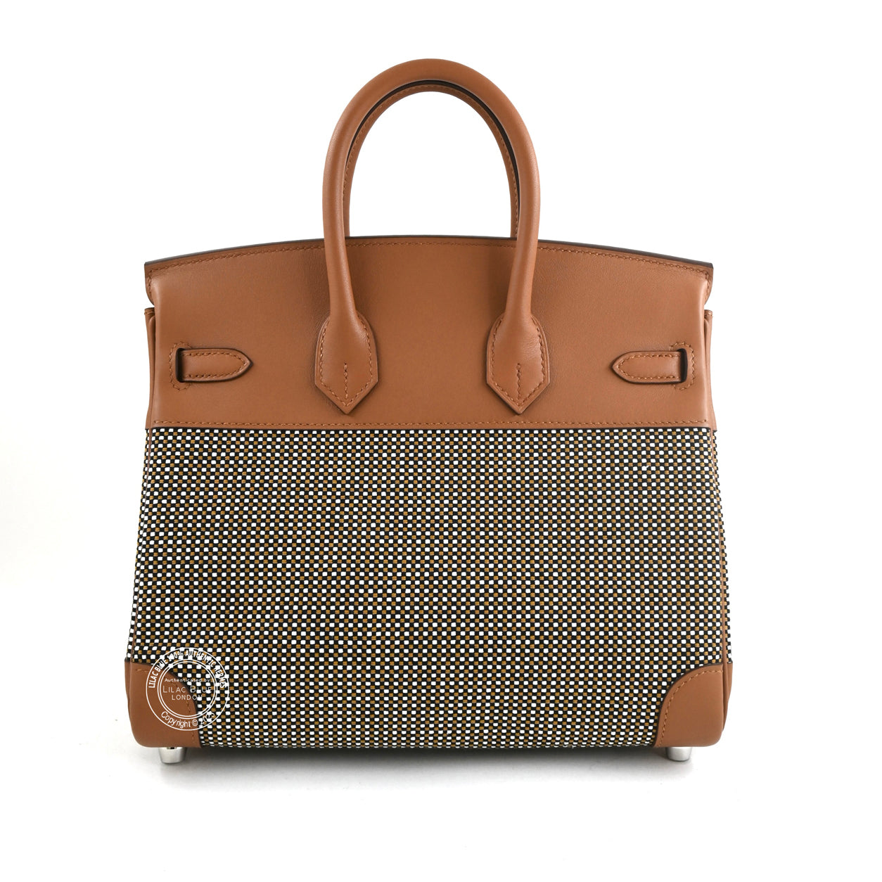 Hermès Birkin 25cm Gold Toile Quadrille/Swift PHW