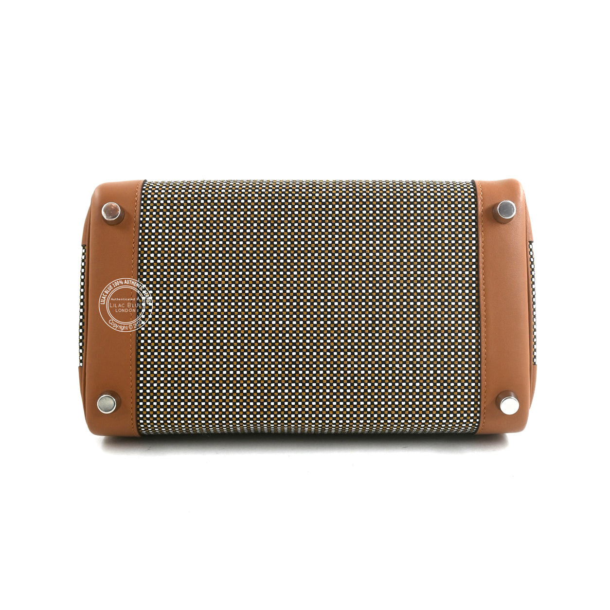 Hermès Birkin 25cm Gold Toile Quadrille/Swift PHW