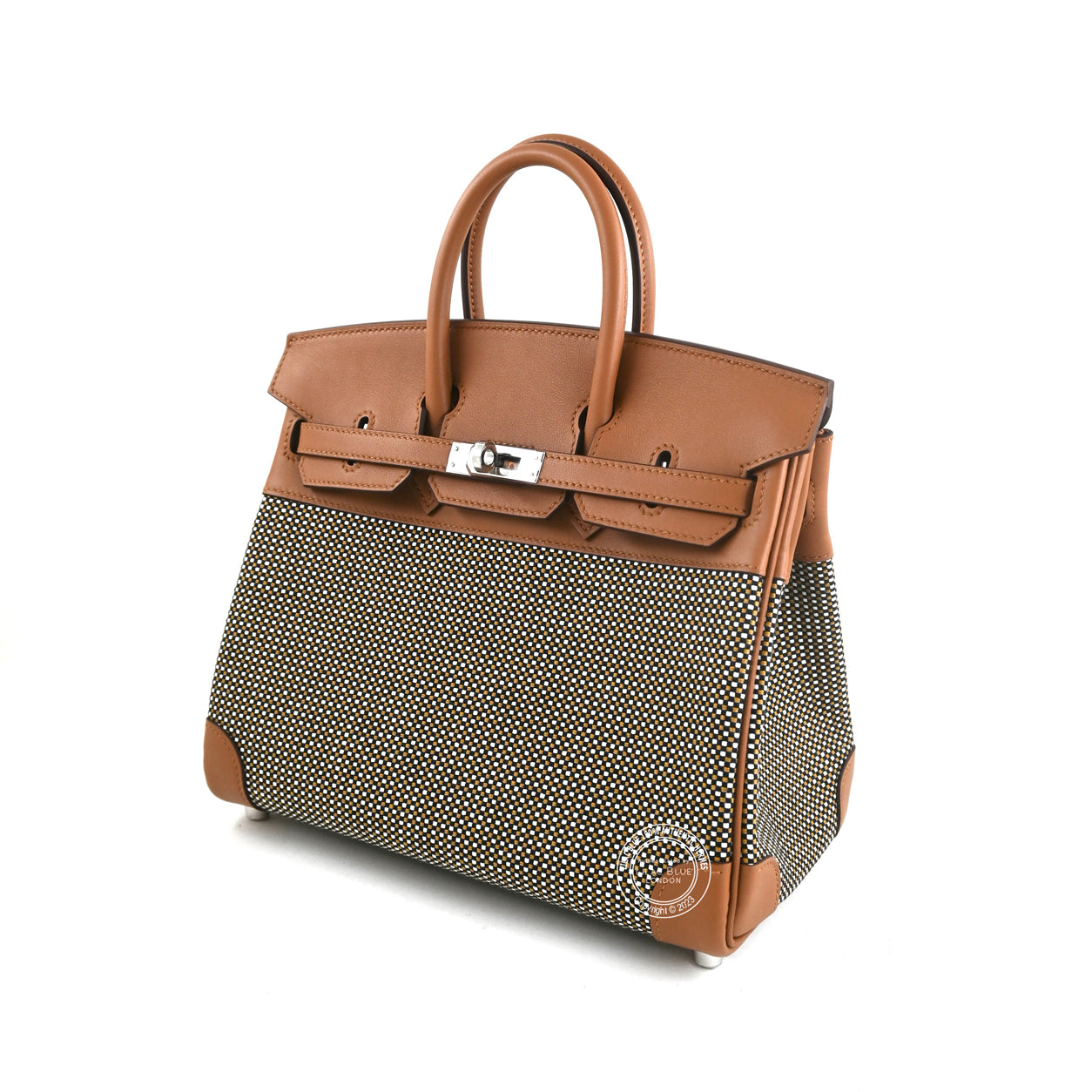 Hermès Birkin 25cm Gold Toile Quadrille/Swift PHW