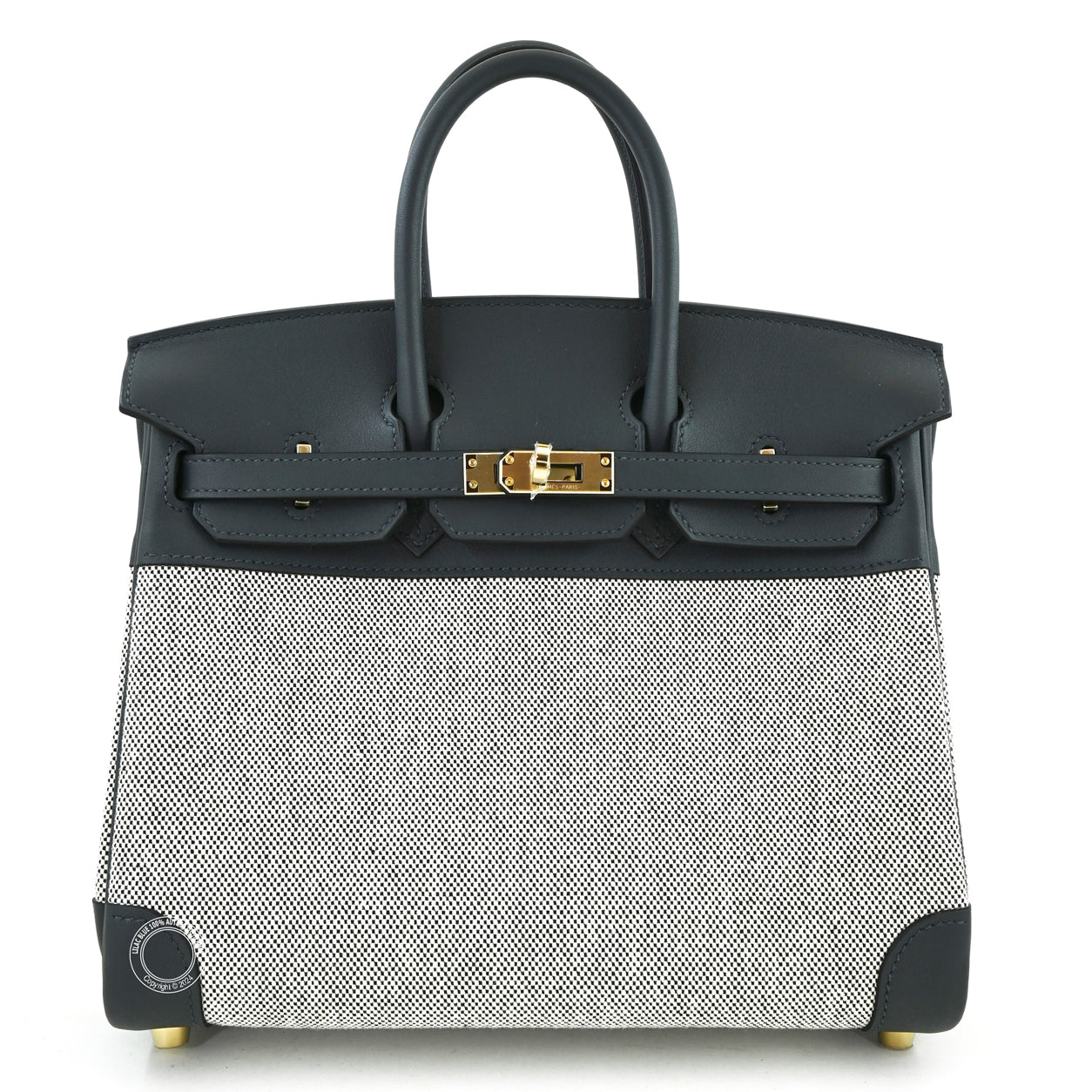 Hermès Birkin 25cm Gris Misty Toile H/Swift PBHW