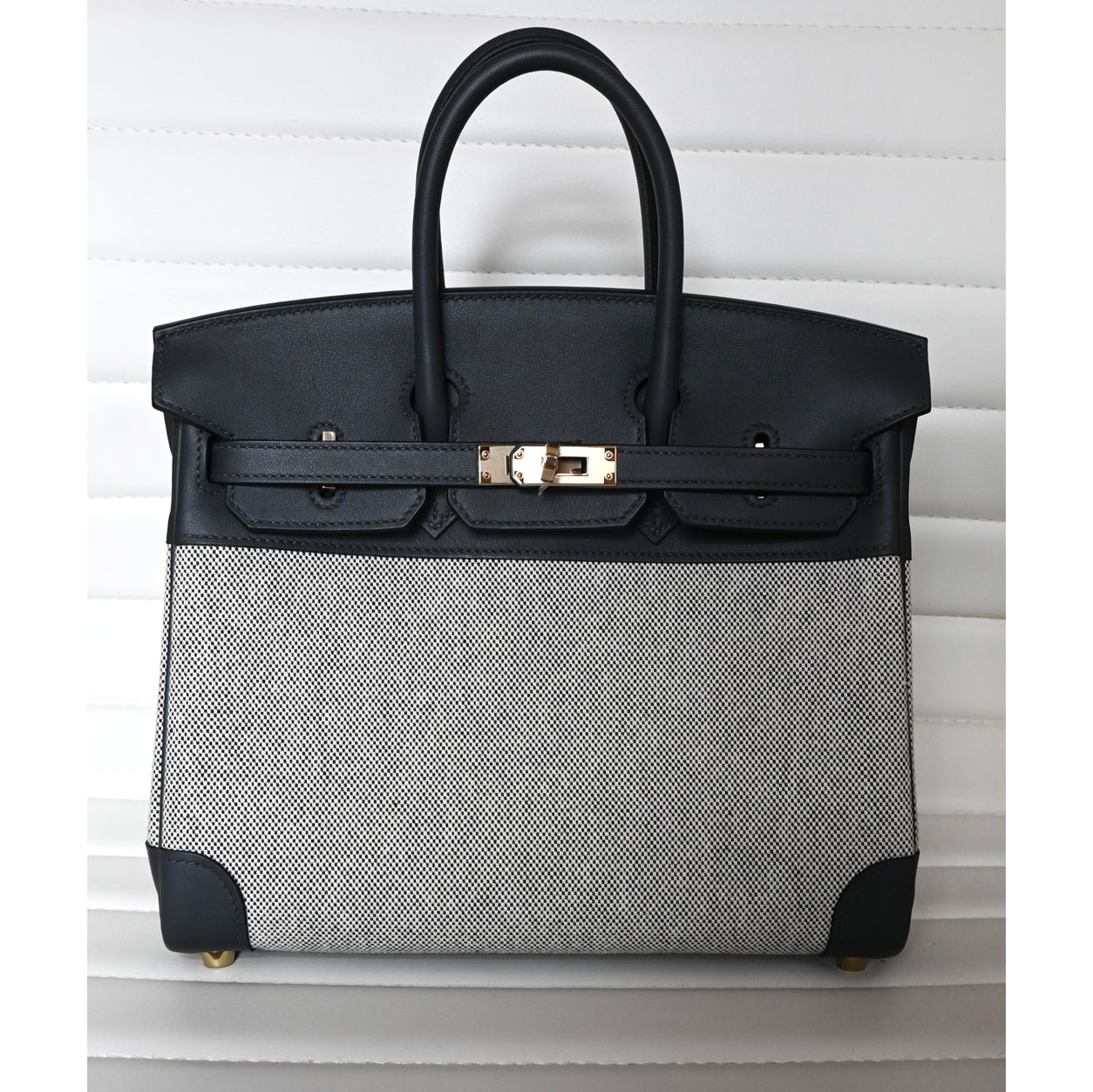 Hermès Birkin 25cm Gris Misty Toile H/Swift PBHW