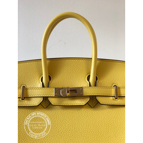 Hermès Birkin 25cm Jaune de Naples Novillo GHW